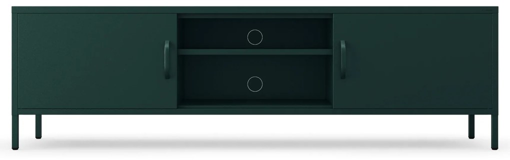 Široká kovová TV skrinka XL na nožičkách, fľaškovozelená, 1700x400x500 mm: ROSARIA