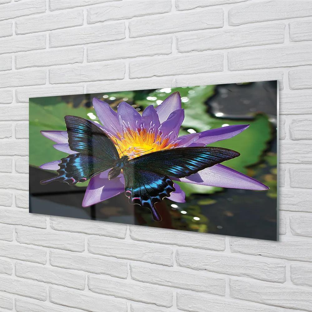 Nástenný panel  motýľ kvetina 125x50 cm