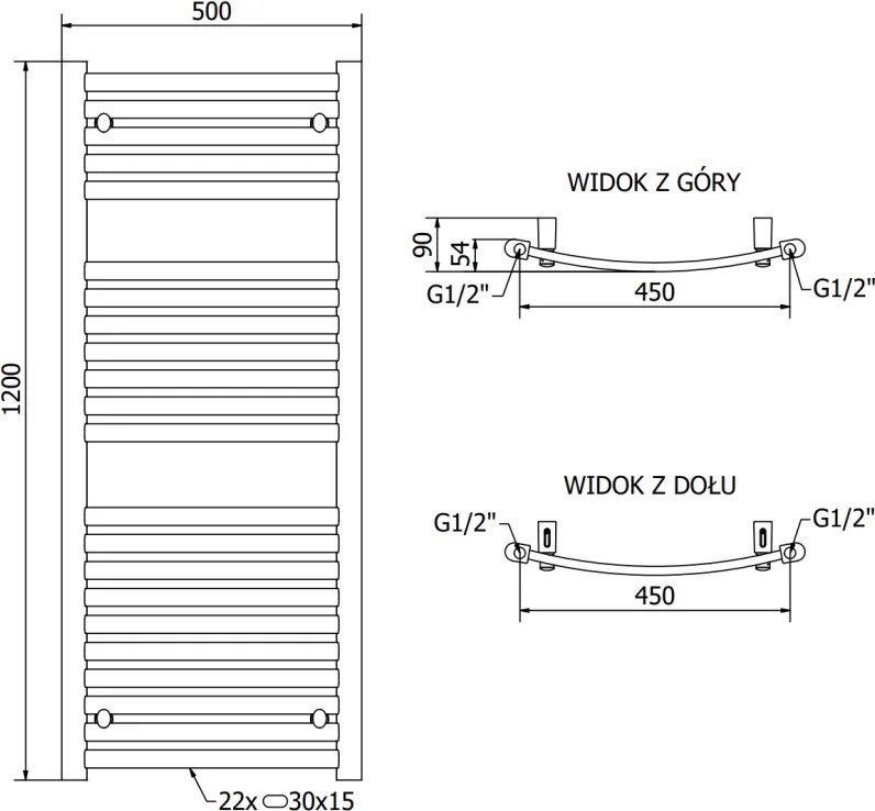 Mexen Helios, vykurovacie teleso 1200 x 500 mm, 567 W, čierna, W103-1200-500-00-70