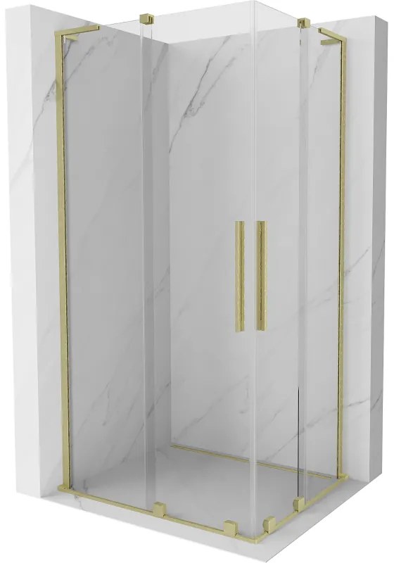 Mexen Velar L Duo, sprchový kút s posuvnými dverami 100 x 90 cm, 8mm číre sklo, zlatá matná, 871-100-090-02-03-55