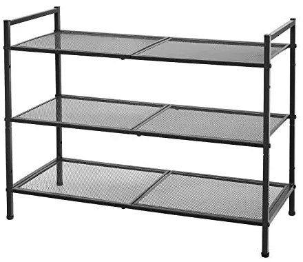 Botník s 3 policami, stohovateľný, čierny, 53x68,5x30cm