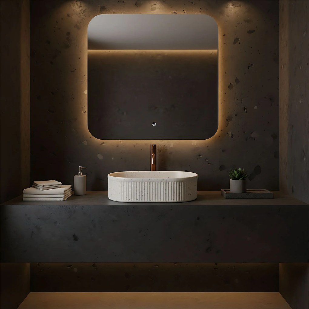 Rea Vanda, umývadlo na dosku 490x310x130 mm, béžová-imitácia kameňa, REA-U7342