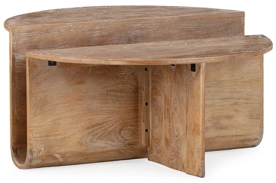 Tmavo prírodný okrúhly konferenčný stolík z mangového dreva ø 80 cm Divya – MOME