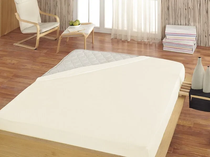 Napínacie prestieradlo na posteľ - Light Beige Jersey 160/200/25