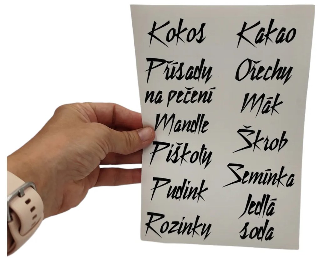 Sada 12 ks štítkov – Pečenie – DESIGN Farba písma: Biela
