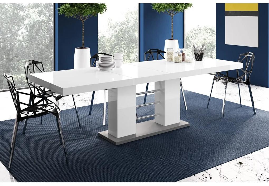 Luxusný rozkladací jedálenský stôl LINOSA 2 biela vysoký lesk