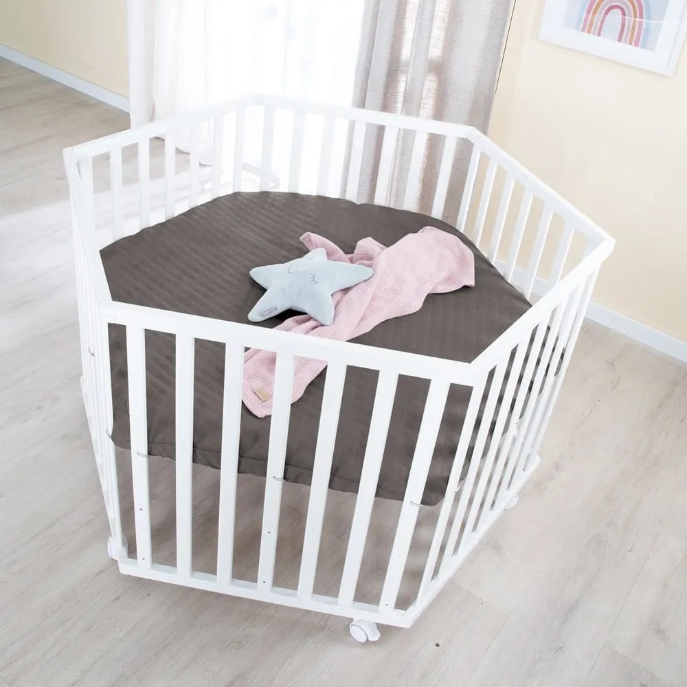 Biela detská ohrádka s nastaviteľnou výškou/na kolieskach – Roba