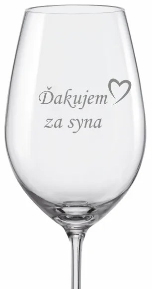 Svadobné pohár na víno Ďakujem za syna s dátumom svadby