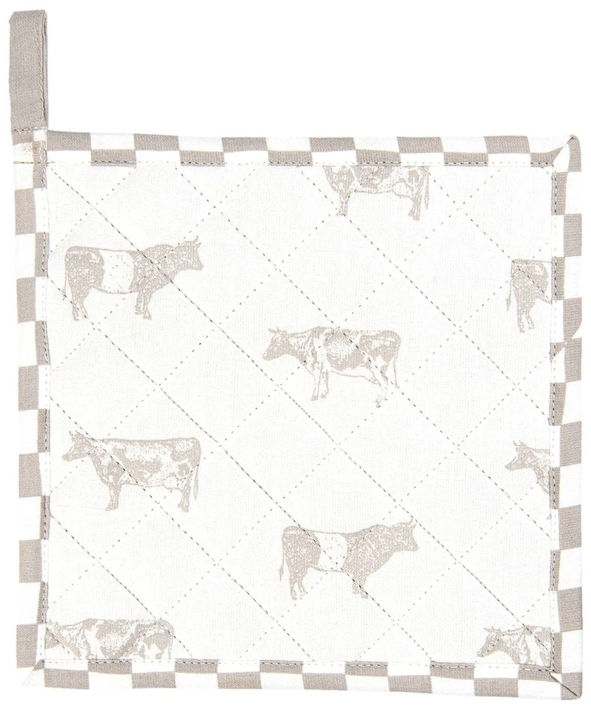 Bavlnená podložka / chňapka s béžovým potlačou Life with Cows - 20 * 20 cm