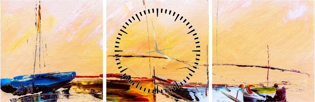 Obraz - Maľba loďou (s hodinami) (90x30 cm)