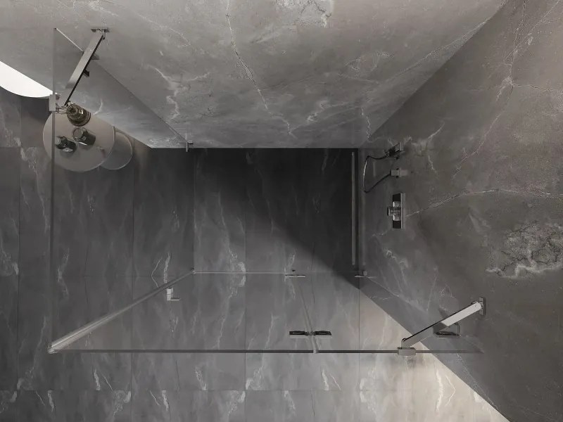 Mexen Lunar, pravostranný výklopný sprchový kút 70 x 80 cm, číre sklo, chrómový profil, 834-070-080-01-00-P