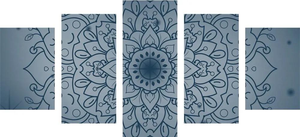 5-dielny obraz tmavo modrý kvet Mandaly - 200x100