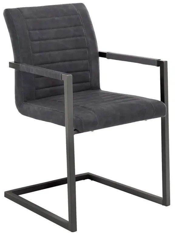 furniture-nabytek.cz - Sada 2 masivních křesel s područkou Picton, umělá kůže / kov, šedá/černá