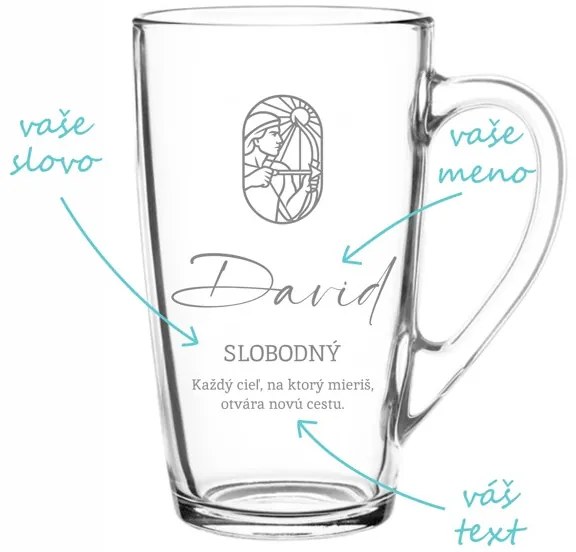 Pieskovaný hrnček znamenia Strelca