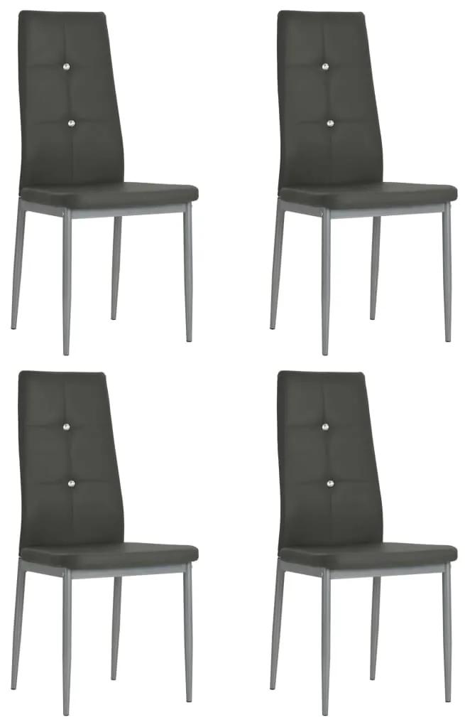 Jedálenské stoličky 4 ks, sivé, umelá koža