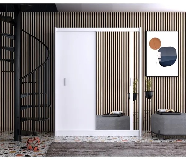 Šatní skriňa so zrkadlom SABRINA 180x215 cm biela