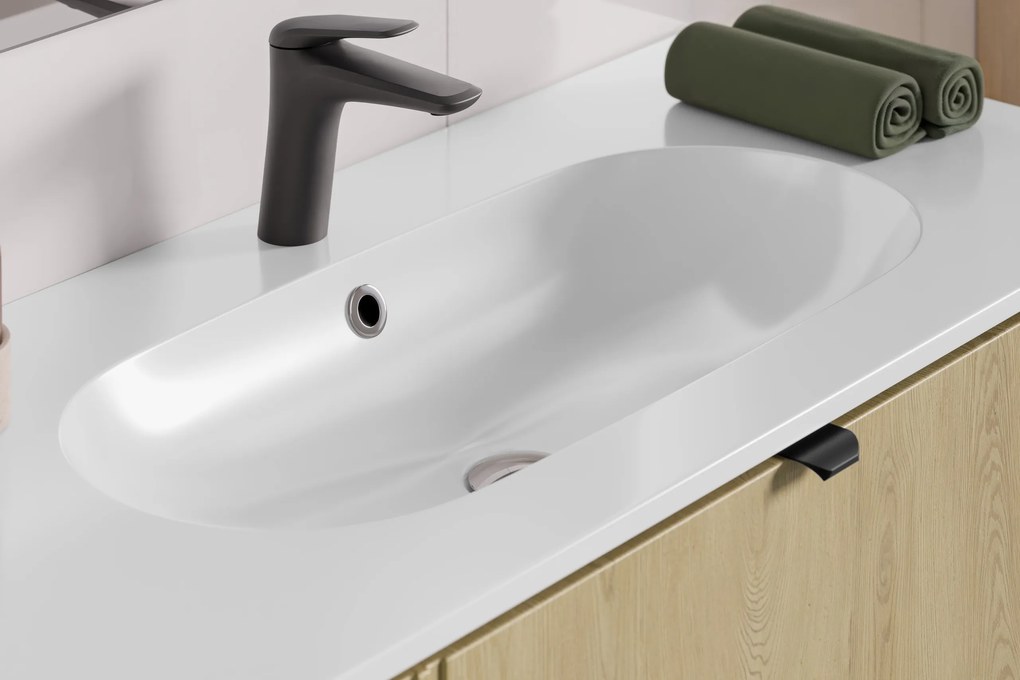 Comad Nábytkové umývadlo z konglomerátu PURE WHITE GLOSS, 100x46 cm, biela lesklá