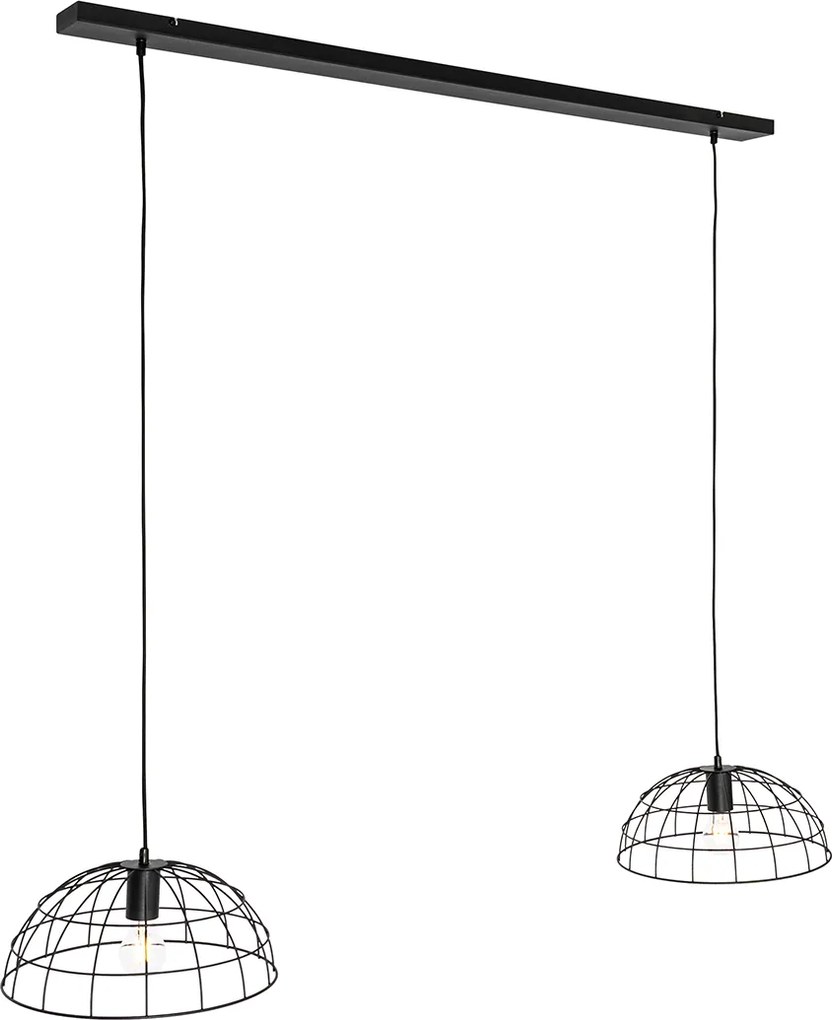 Priemyselné závesné svietidlo čierne 2-svetlá - Hanze