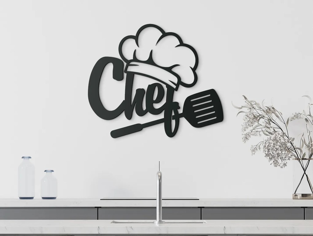drevko Drevená dekorácia Chef Rozmer obrazu: 32,5 x 38,5 cm, Farba dekorácie: Čierna
