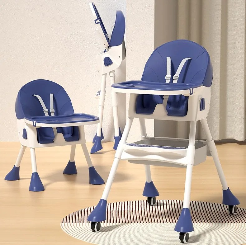 Stolička na kŕmenie KDK03 4v1 modrá + košík a kolieska ZDARMA