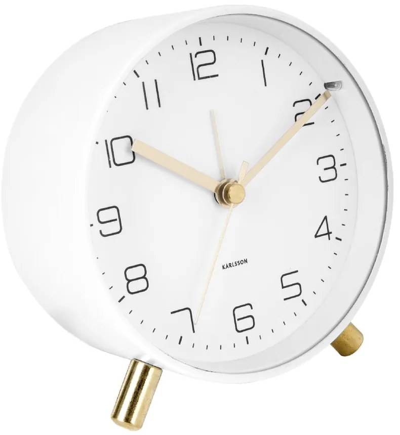 Biely budík Karlsson Lofty, ø 11 cm
