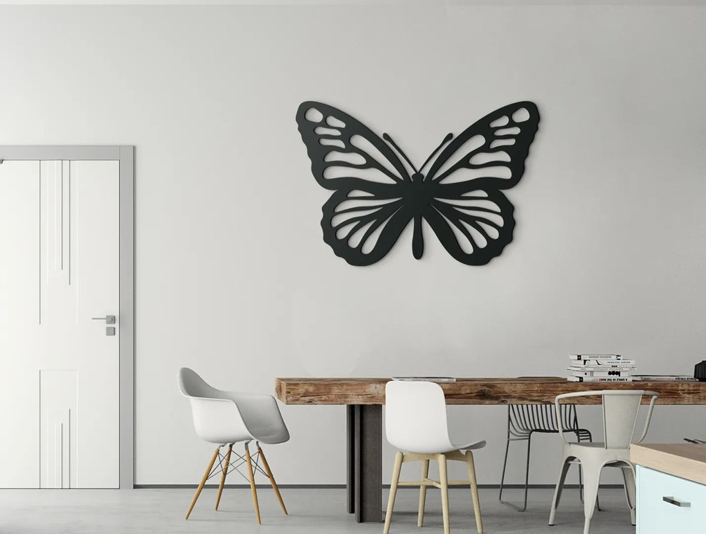 drevko 3D nálepka na stenu Motýľ Monarcha Rozmer obrazu: 22 x 32,5 cm, Farba dekorácie: Čierna