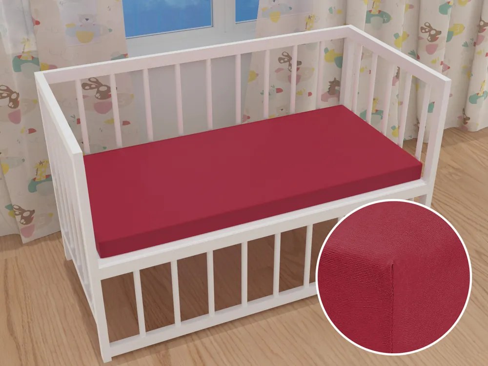 Detské jersey napínacie prestieradlo do postieľky JR-010 Vínové 70 x 140 x 10 cm - do postieľky