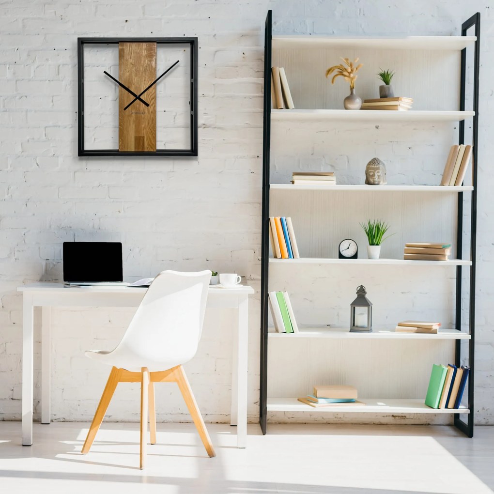 Dekorstudio Kovové hodiny s dubovým drevom LOFT SQUARE