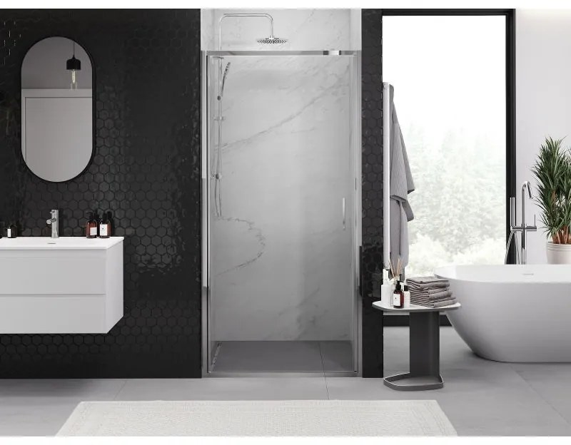 Mexen Exo, 1-krídlové dvere do otvoru 90x200 cm, 6mm číre sklo, chrómový profil, 817-090-000-01-00