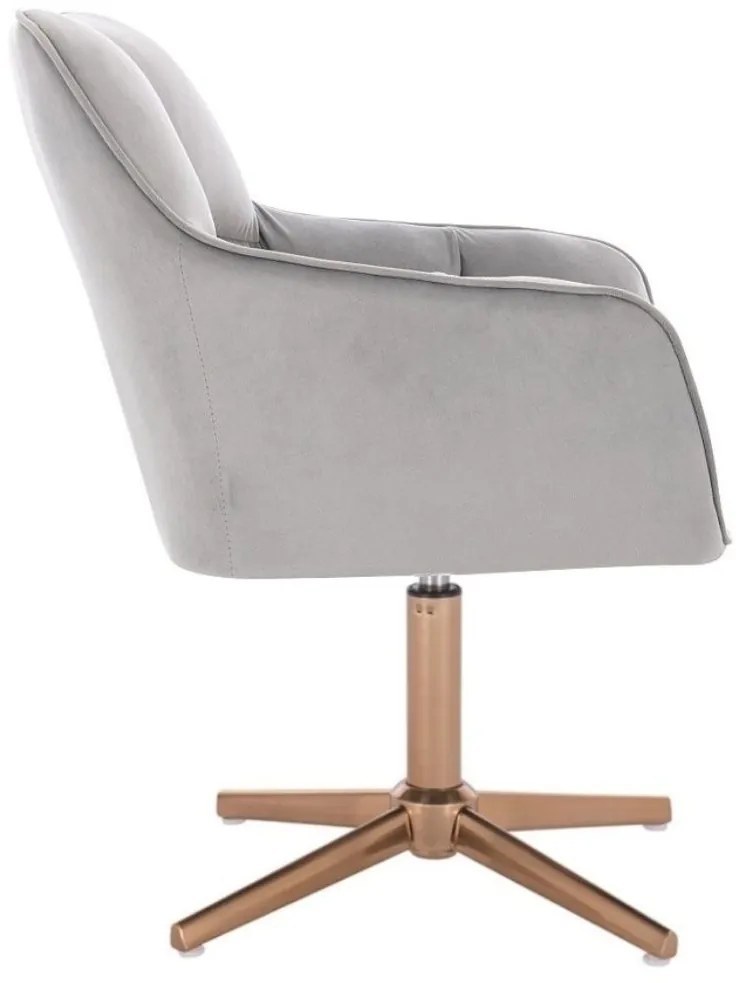 LuxuryForm DESIGN Kreslo AMALFI VELUR na zlatom kríži - svetlosivé