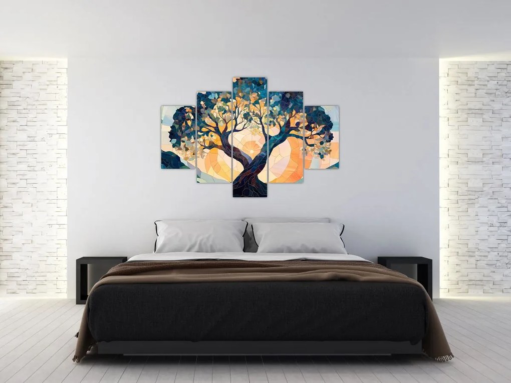 Obraz – Mozaika – slnko a strom II. (150x105 cm)