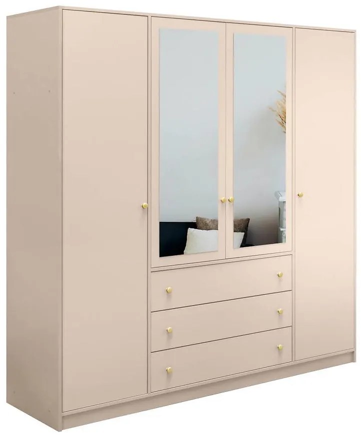 Skriňa Siena D4 pieskovo béžová / zrkadlo