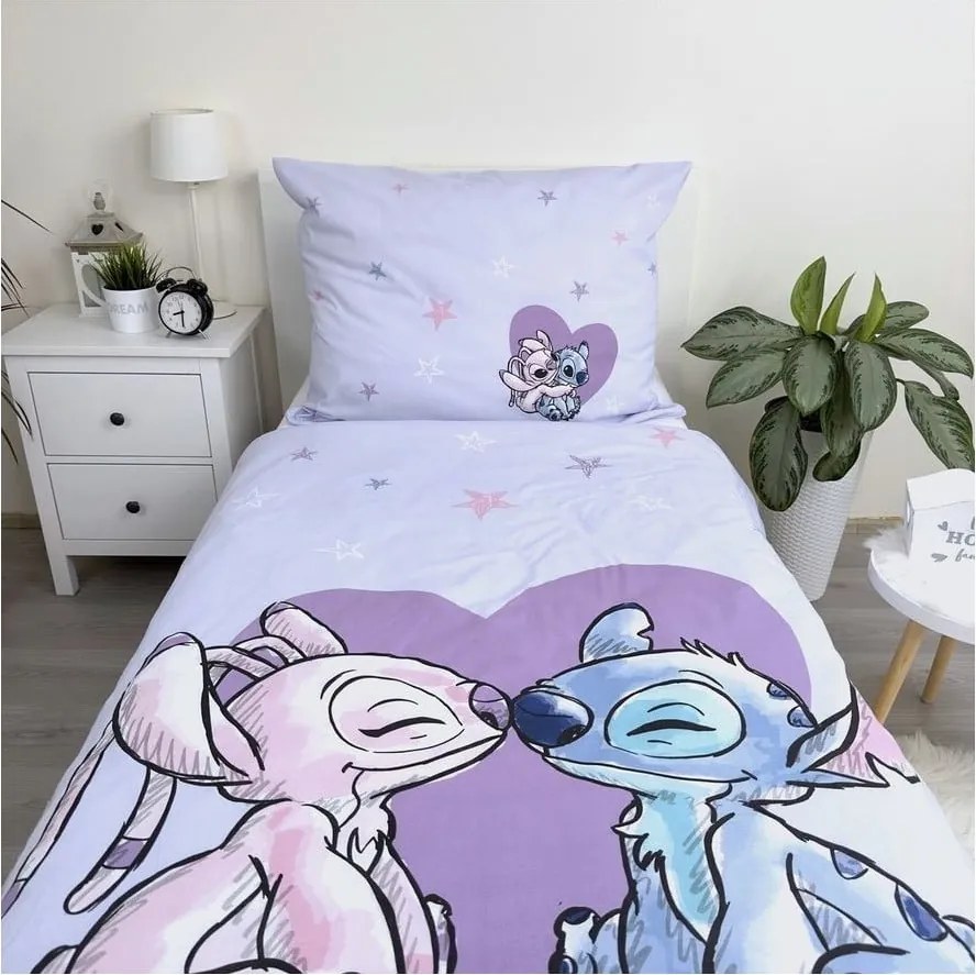 Bavlnené detské obliečky na jednolôžko 140x200 cm Lilo and Stitch "Heart" – Jerry Fabrics