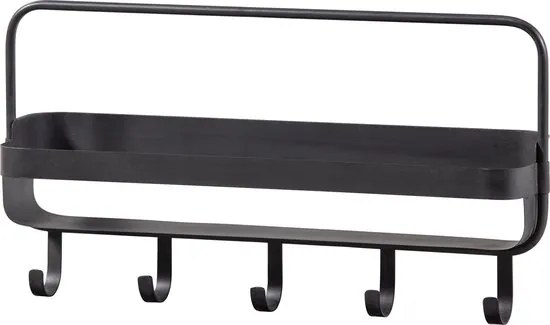 Kovová polica do kúpeľne RAKKA 56x29 cm, čierna s patinou