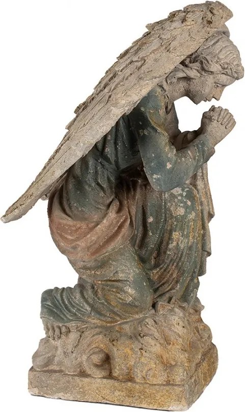 Béžovo-zelená keramická dekorácia socha anjela Angel Baroque - 41*45*65 cm