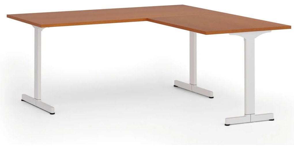 Kancelársky stôl PRIMO BETA L, 180x180 cm, biela podnož, čerešňa