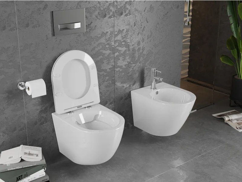 Mexen Lena Rimless závesné WC so sedátkom s pomalým zatváraním, biela - 30220300
