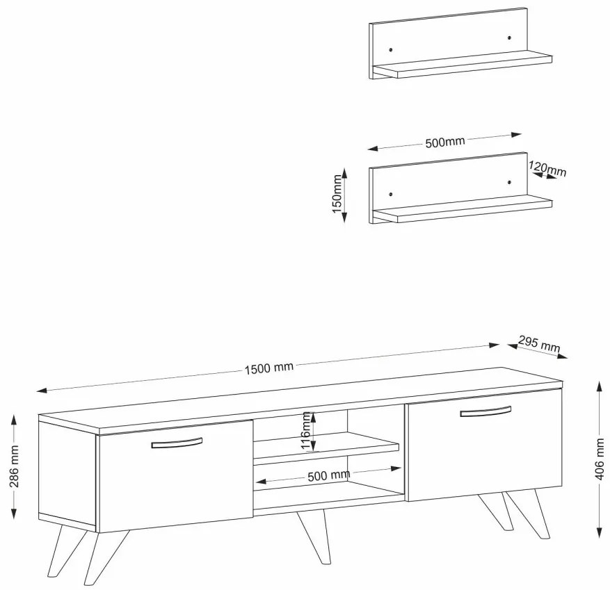 Obývací stěna AYDEN 150 cm ořech/mramor