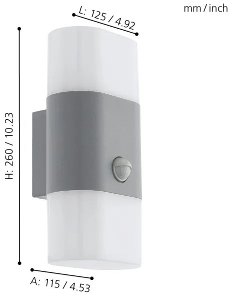 Eglo 97313 - LED Vonkajšie nástenné svietidlo so senzorom FAVRIA 1 2xLED/5,5W/230V
