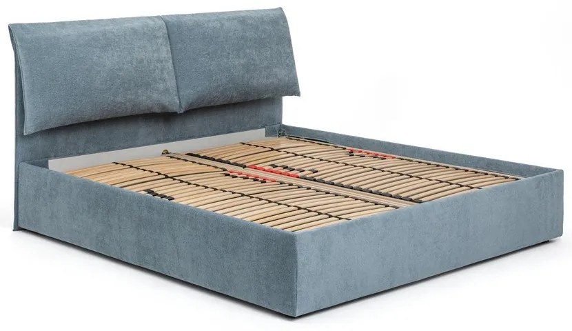 Modrá čalúnená dvojlôžková posteľ s úložným priestorom s matracom/s roštom 160x200 cm Thessa Pillow – Bonami Selection