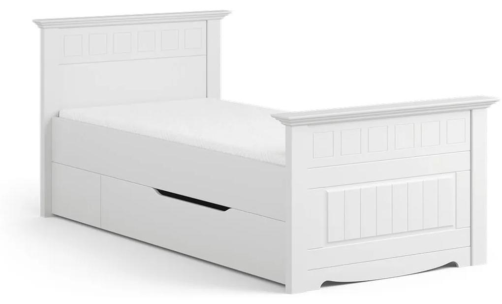 PROXIMA.store - Masívna rustikálna posteľ + zásuvka - BELLUNO ELEGANTE ROZMER: pre matrac 160 x 200 cm, FARBA: biela