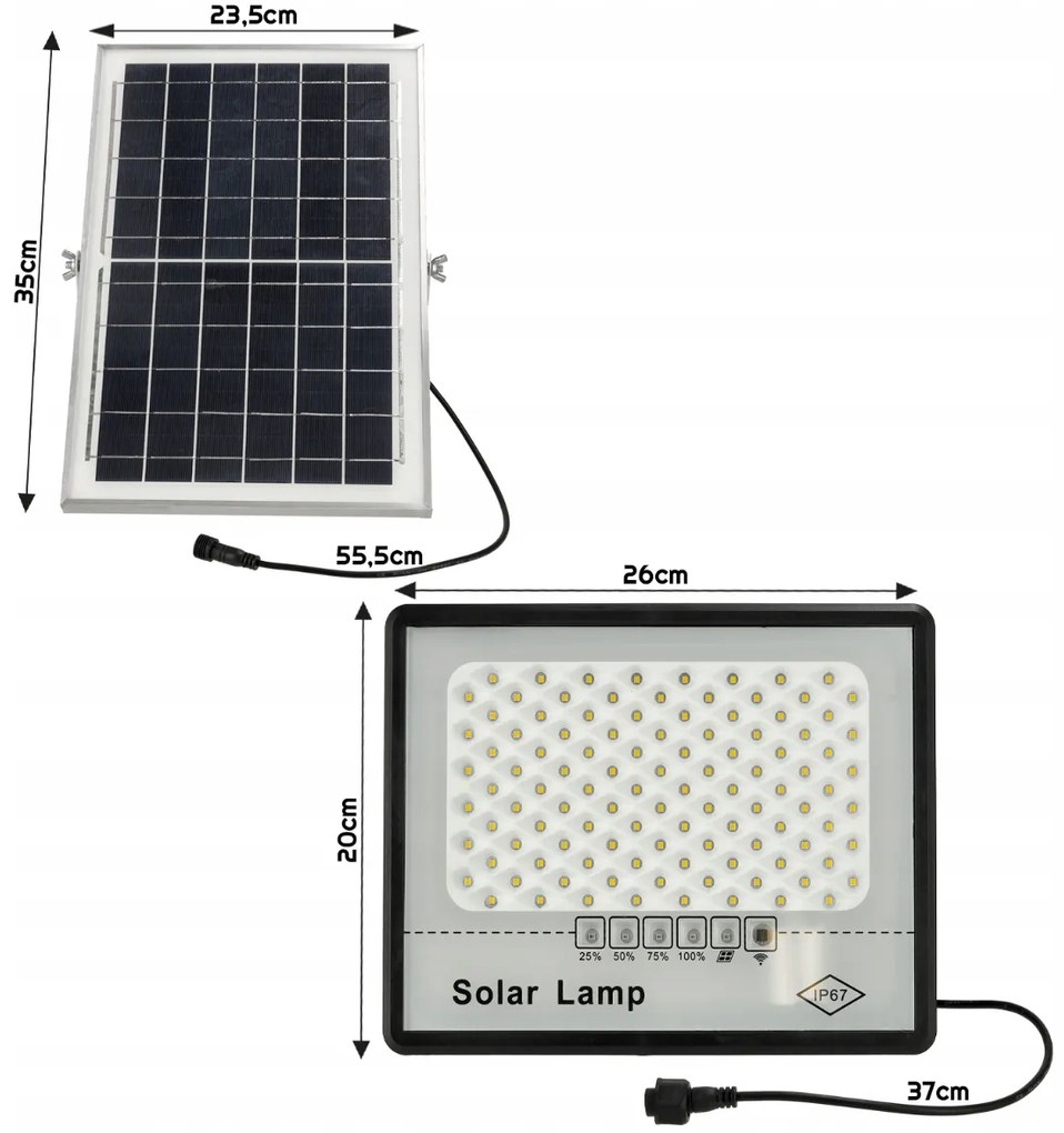 BERGE Solárne LED svietidlo DAKAR - 100W - PIR
