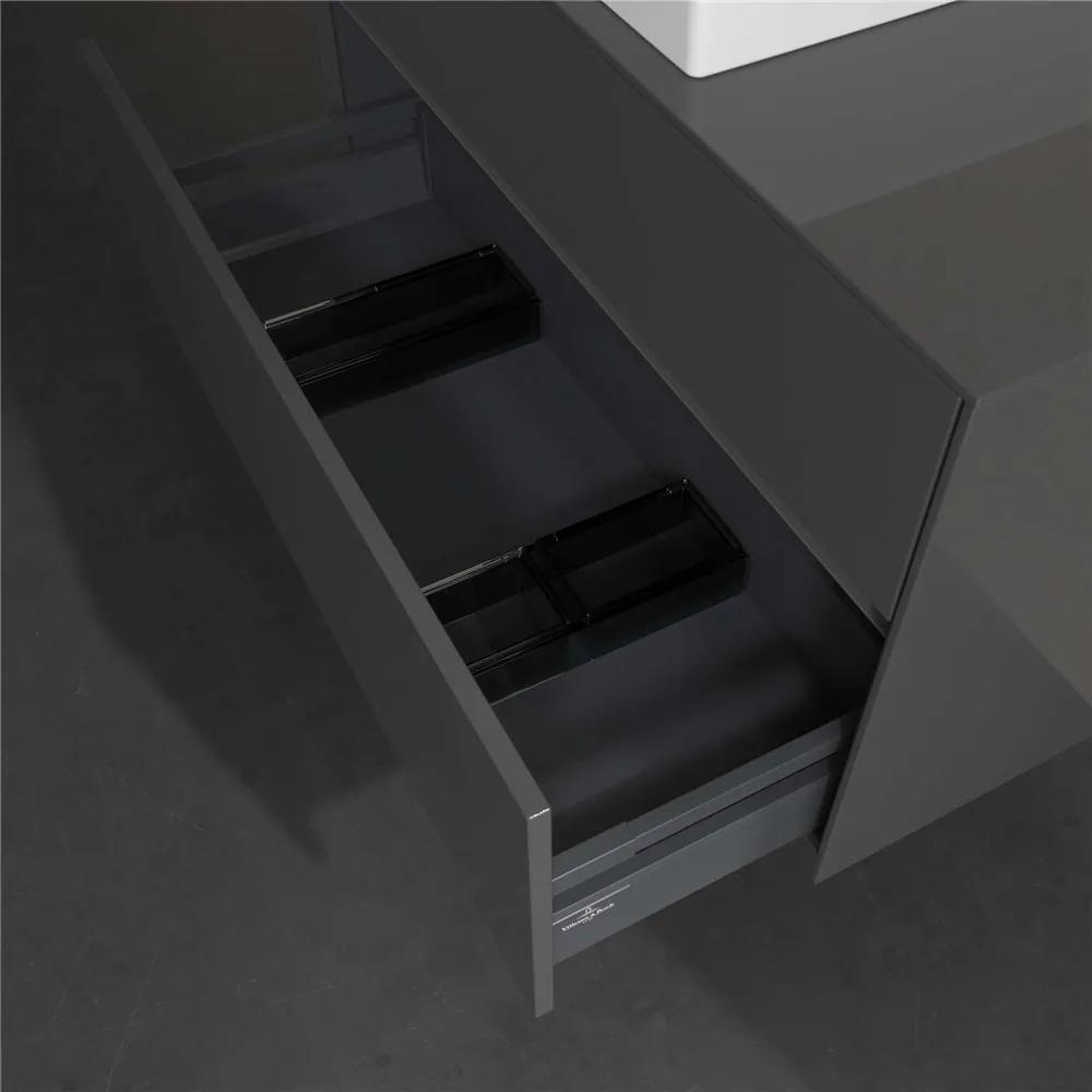 VILLEROY &amp; BOCH Collaro závesná skrinka pod umývadlo na dosku (umývadlo vľavo), 2 zásuvky, 1000 x 500 x 548 mm, Glossy Grey, C12600FP
