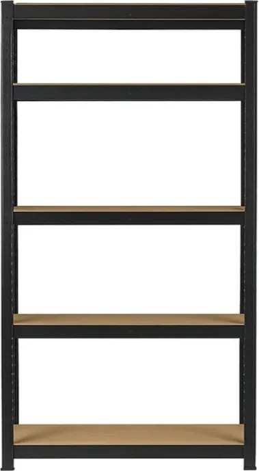 Regál 180x90x40 cm lakovaný 5-policový, nosnosť 875 kg - čierny - 2ks