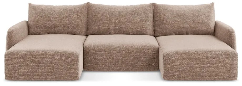 Svetlohnedá rozkladacia/s úložným priestorom rohová pohovka Kalena – Makamii