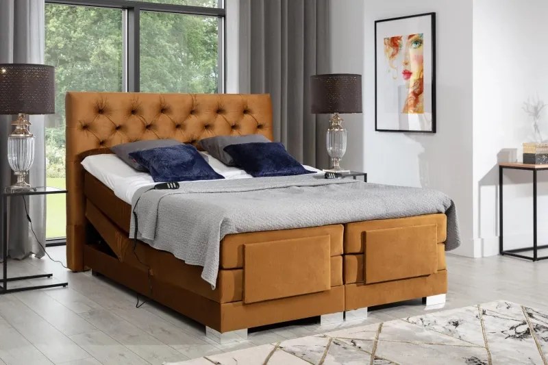 Kontinentálna posteľ CARLINO boxspring s elektrickým polohovaním 200x180, zelená (kronos 19)