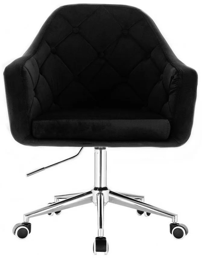 LuxuryForm DESIGN Kreslo ANDORA VELUR na strieborné podstave s kolieskami - čierne