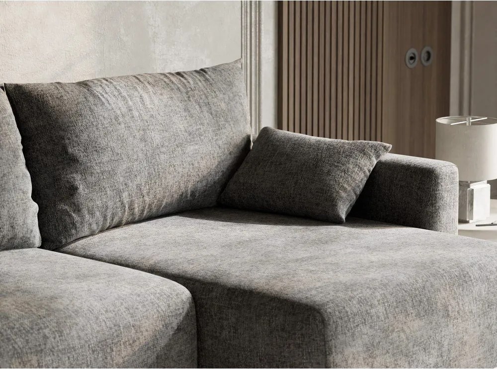 Sivá ženilková rozkladacia/s úložným priestorom rohová pohovka (pravý roh/s leňoškou) Leon – Maison de Rêve