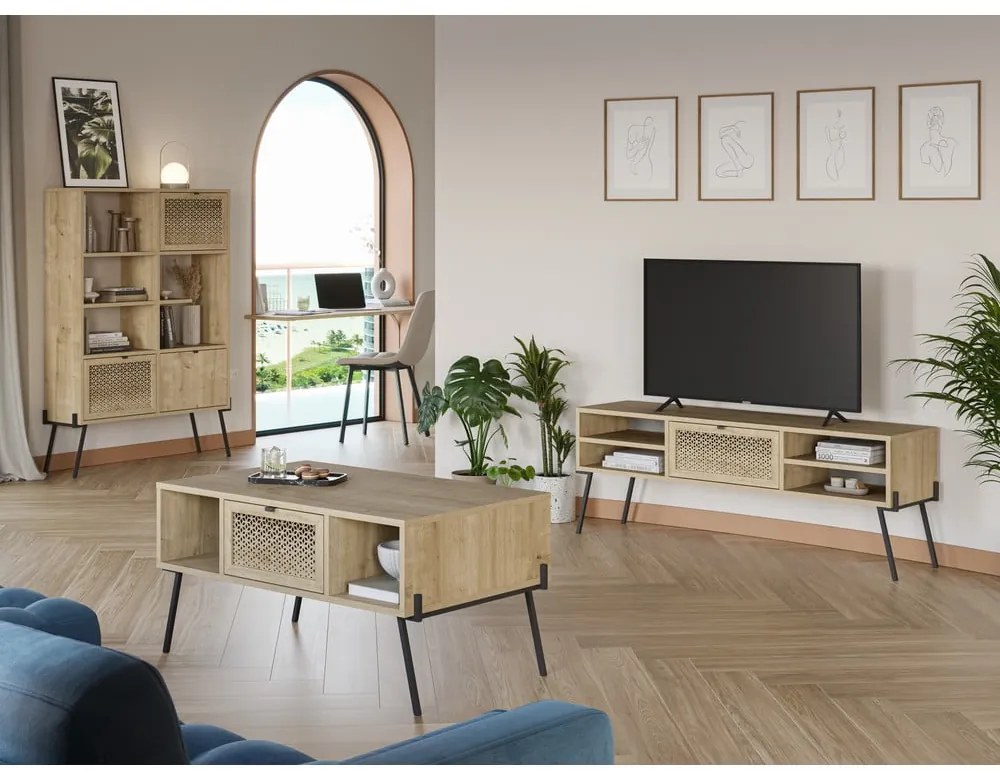 Konferenčný stolík v dekore duba v prírodnej farbe 60x100 cm Evan – Marckeric