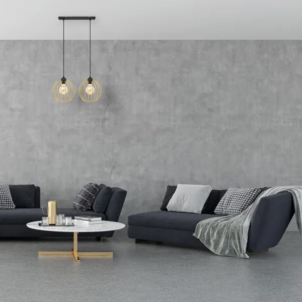 Luster na lanku MERCURE 2xE27/15W/230V zlatá/čierna